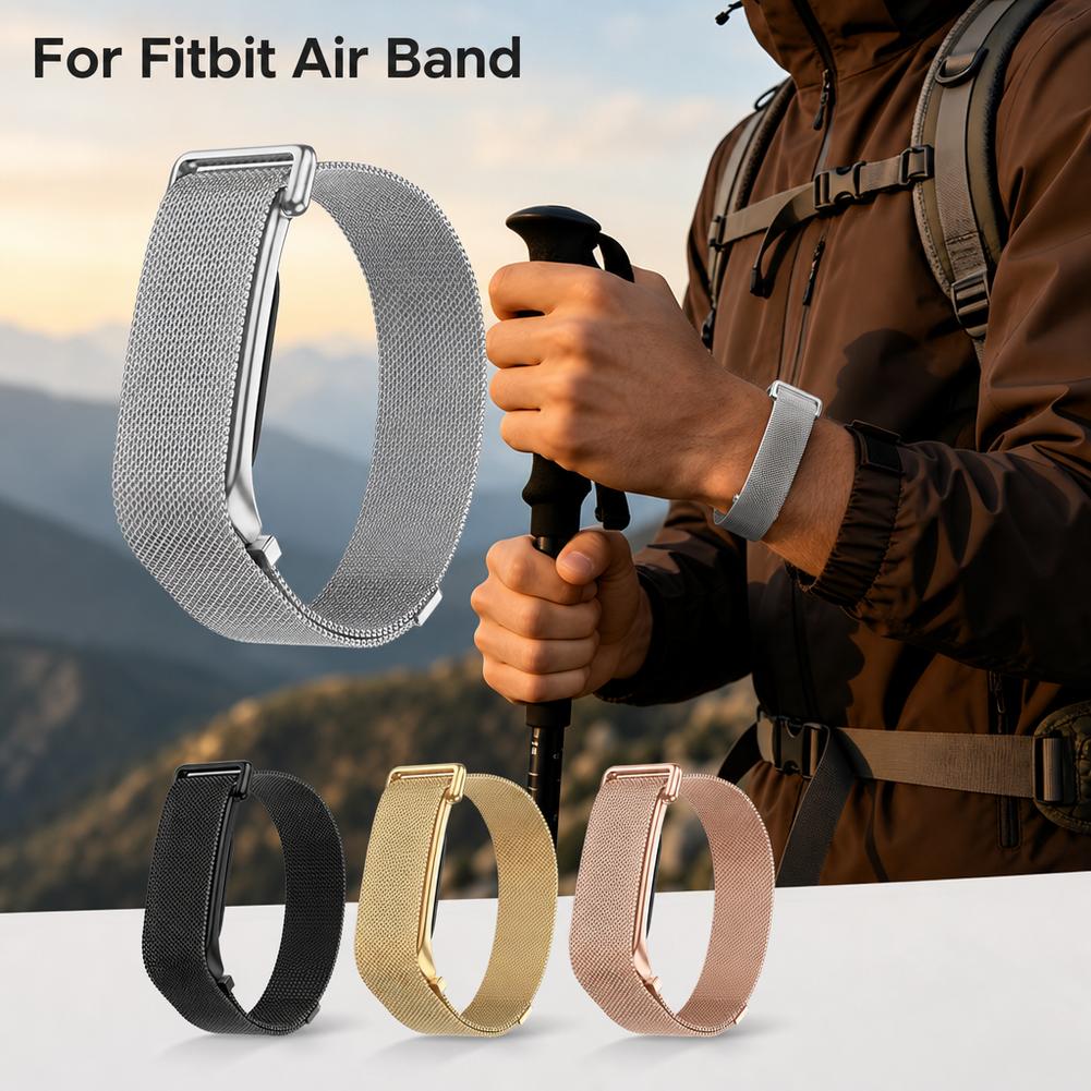Milanese Loop Magnetic - Google Fitbit Air用マグネティックミラネーゼウォッチストラップ、交換用ストラップループブレスレット、通気性のあるリストバンド