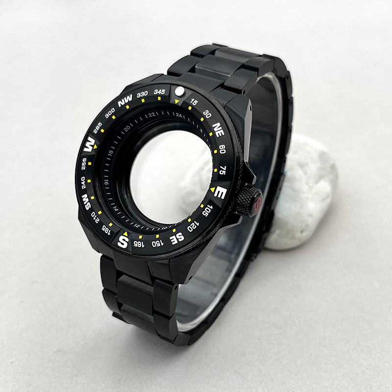 Citizen Watch Tsuyosa - Seiko-サムライキングシリーズ時計ケース、ストラップ付きブラックベゼルインサート、nh35、nh36、7s26、ムーブメント時計交換部品、45mmに適合