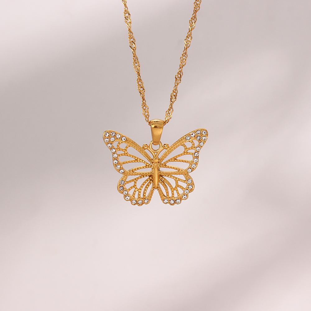 E.b. ベルステンレススチールバタフライペンダントネックレ - Butterfly Clasp Deployant のレビューと価格