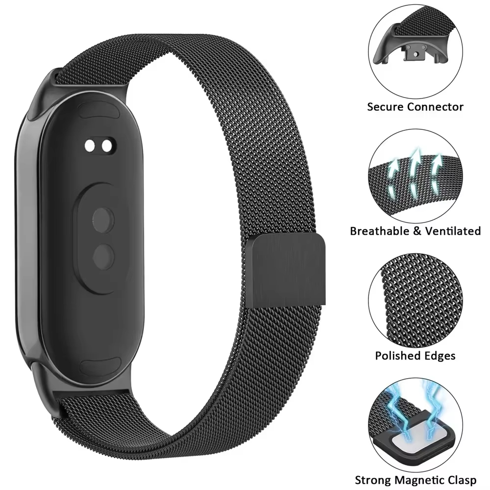 Xiaomi Mi Band 11、10、8、9用 メタル製 - Milanese Loop Magnetic のレビューと価格