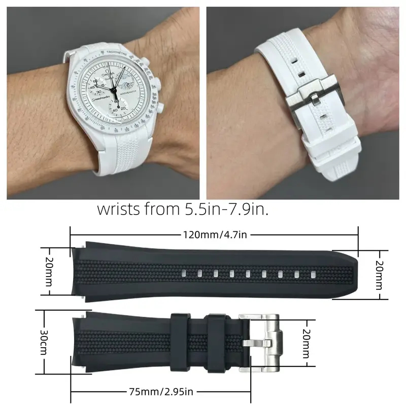 20mm カーブエンド ノーギャップ シリコン製腕時計ストラ - Omega Watch Seamaster のレビューと価格